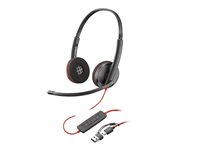 Poly Blackwire 3220 - Blackwire 3200 Series - micro-casque - sur-oreille - filaire - Suppresseur de bruit actif - USB-C - noir - Certifié Skype, Certifié Avaya, certifié Cisco Jabber, certifié UC 8X228AA