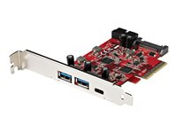 StarTech.com Carte PCIe USB 5 Ports - Carte PCI Express USB 3.1 10Gbps Gen 2 avec 1x USB-C & 2x USB-A - 1x IDC 2 Ports (Connecteur Interne USB 5Gbps) - Carte Contrôleur USB C (PEXUSB312A1C1H) - Adaptateur USB - PCIe 3.0 x4 - USB-C 3.1 Gen 2 x 2 + USB-C 3.2 Gen 2 x 1 - rouge PEXUSB312A1C1H